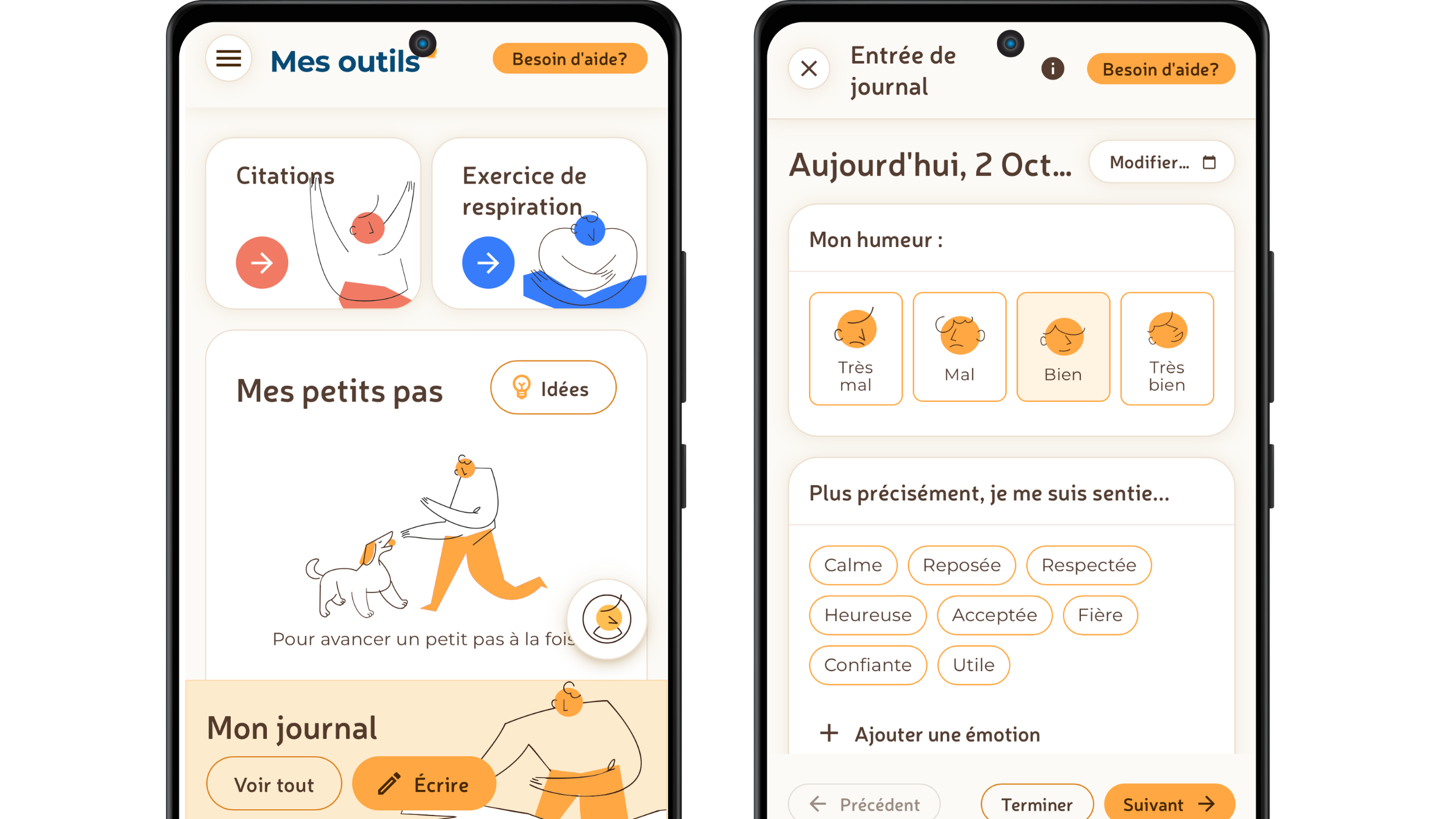 Aperçu de l'outil Mon journal